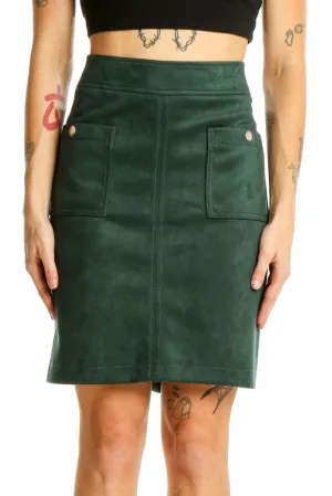 Forest Green Suede Pencil Skirt