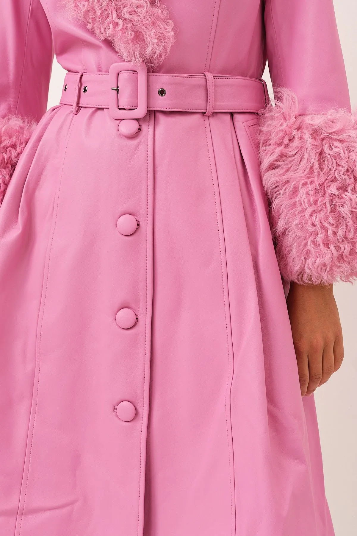 Foxy Shearling Coat — Fuchsia Pink