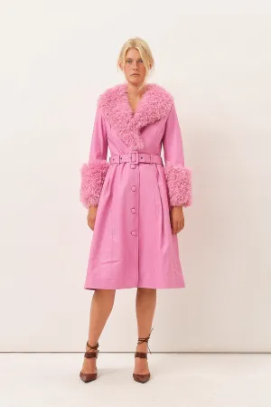 Foxy Shearling Coat — Fuchsia Pink