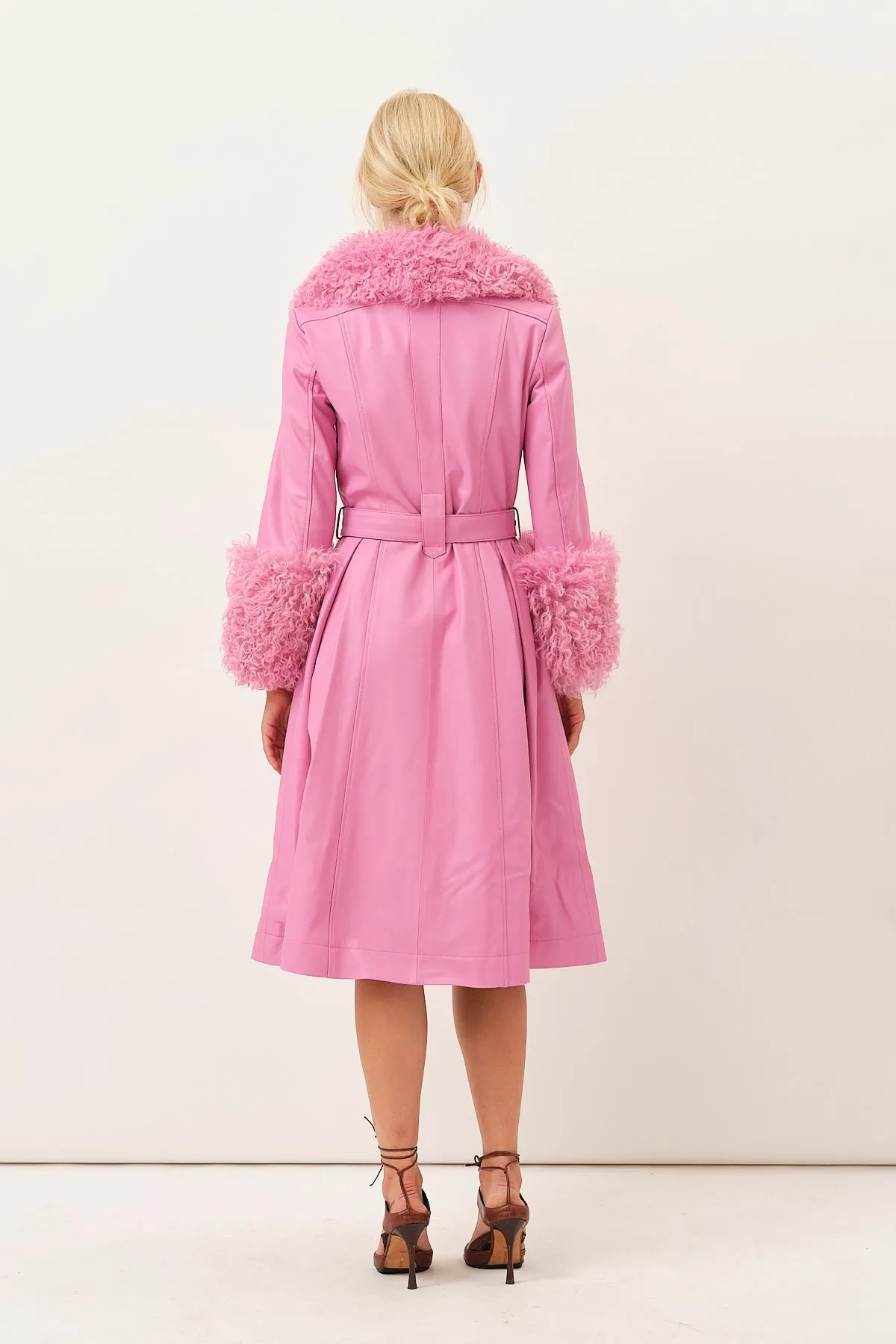 Foxy Shearling Coat — Fuchsia Pink