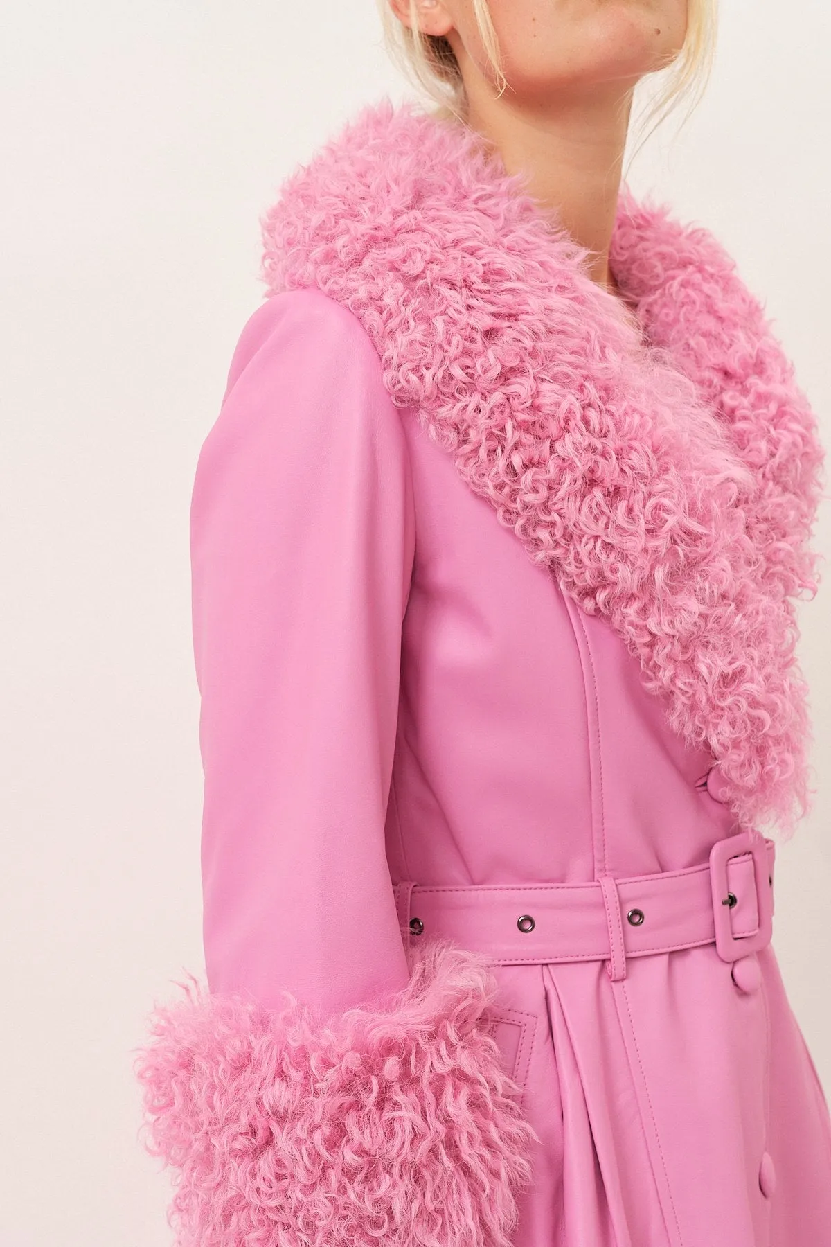 Foxy Shearling Coat — Fuchsia Pink