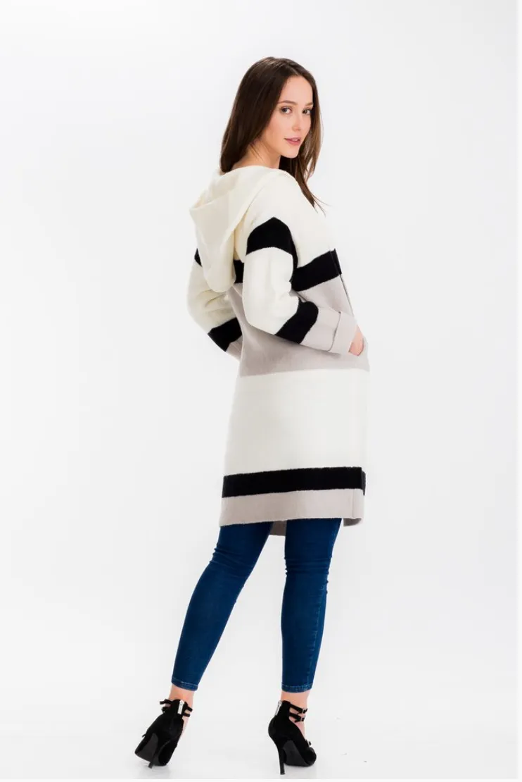 Fran Stripe Hoodie Coat