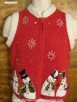Friendly Snowmen Horrible Christmas Sweater Vest