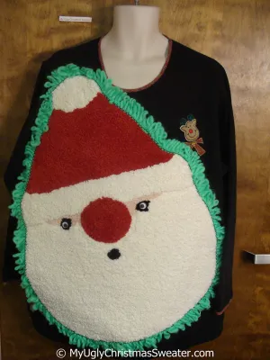 Funny Fluffy Ugly Christmas Sweater with Over The Top Decorations