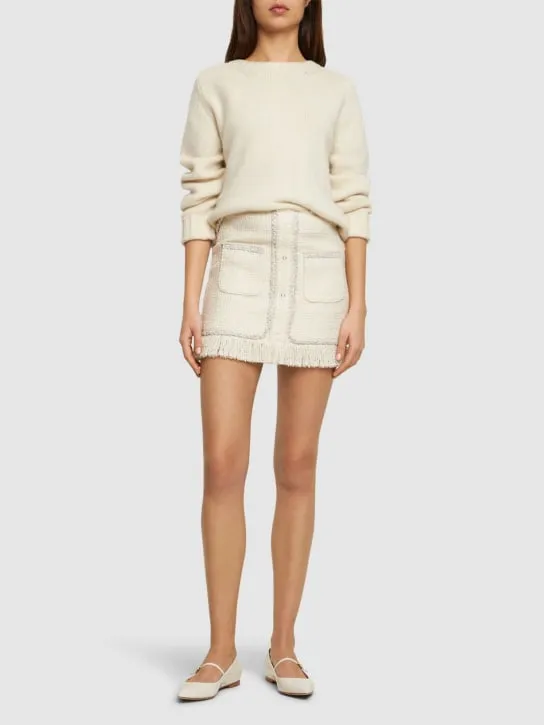 Giuseppe Di Morabito   Embellished bouclé mini skirt 
