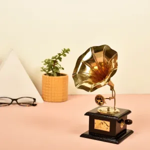 Gold-Toned Antique Gramophone Show Piece | Modern Home Decor | 11 Inch