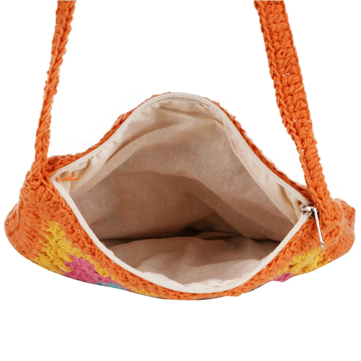 Granny Square Mini Sling Bag | Hand-Crochet | Cotton Yarn | Rust