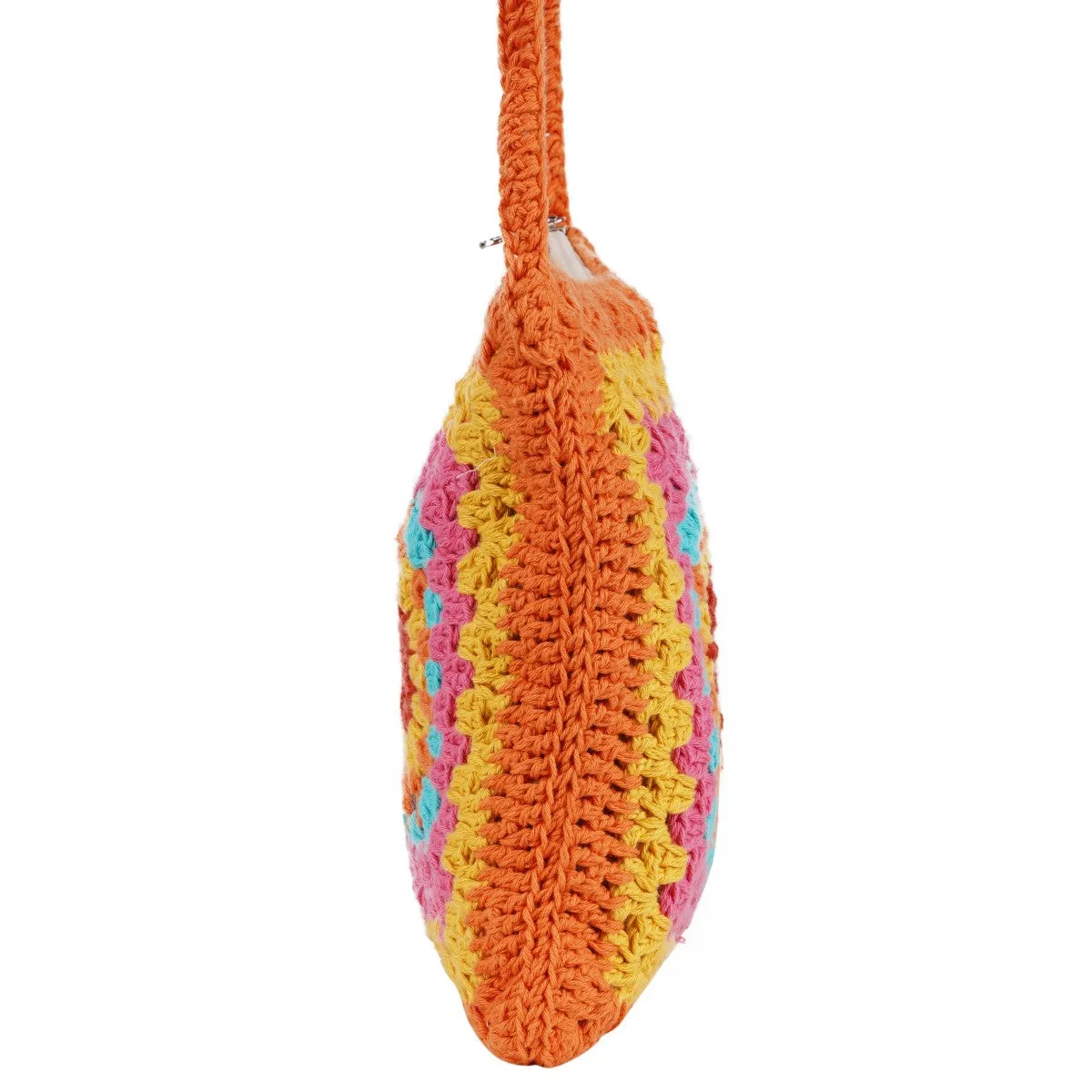 Granny Square Mini Sling Bag | Hand-Crochet | Cotton Yarn | Rust