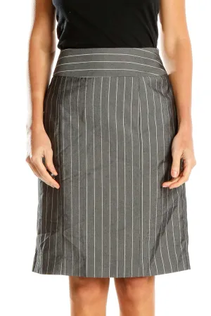 Gray Pinstriped Pencil Skirt