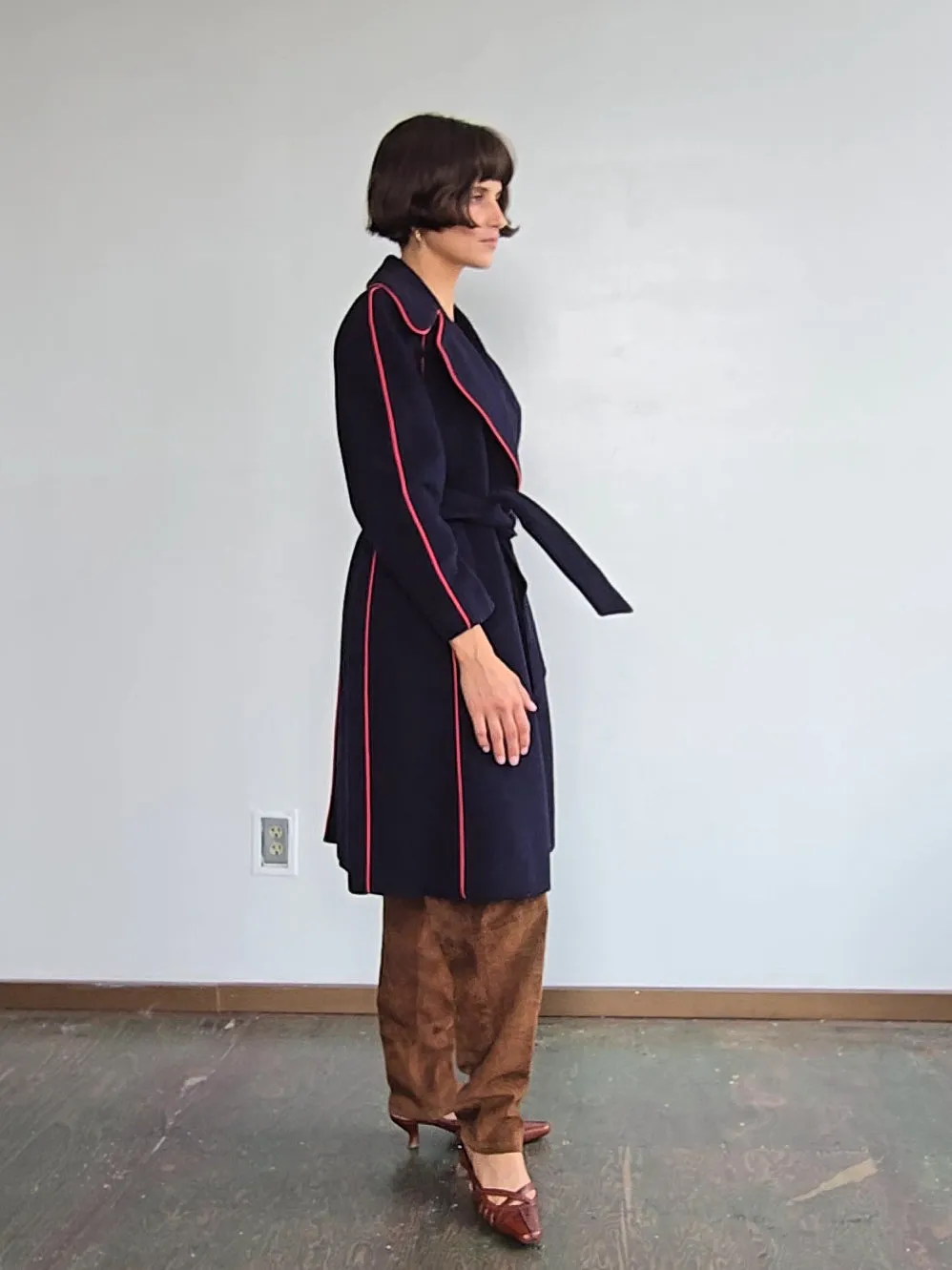 Henri Bendel Piped Wool Coat (M)
