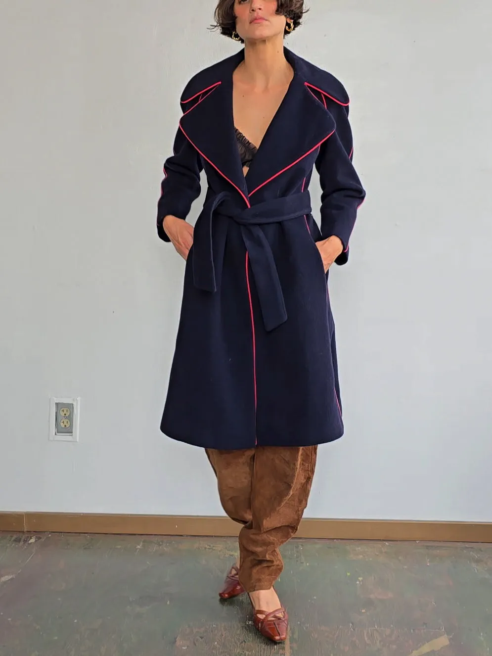 Henri Bendel Piped Wool Coat (M)