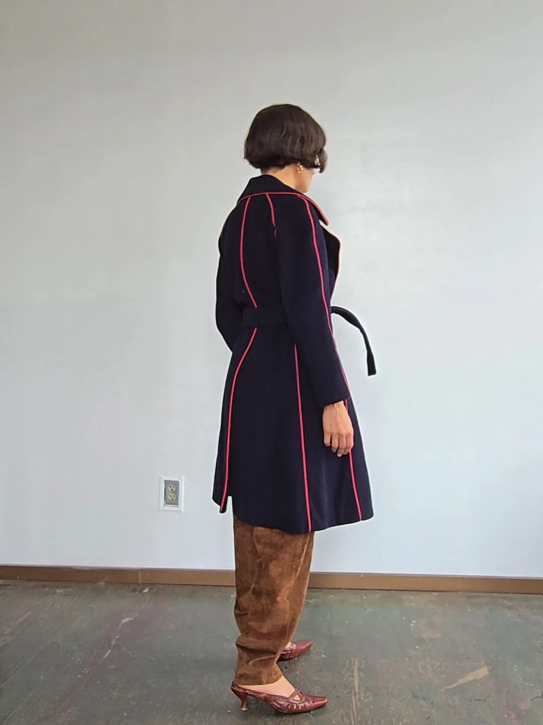 Henri Bendel Piped Wool Coat (M)