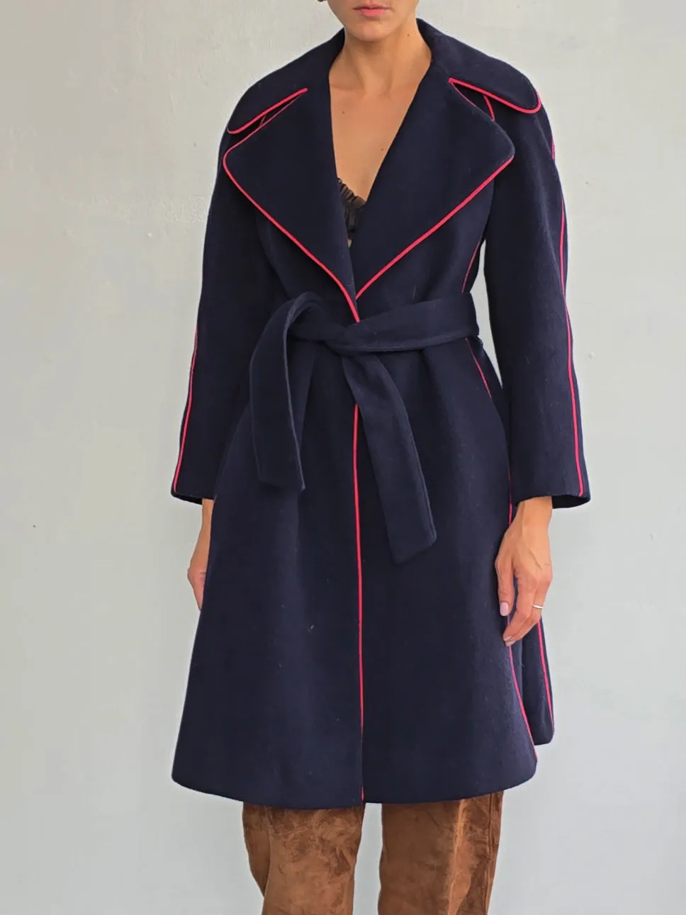 Henri Bendel Piped Wool Coat (M)
