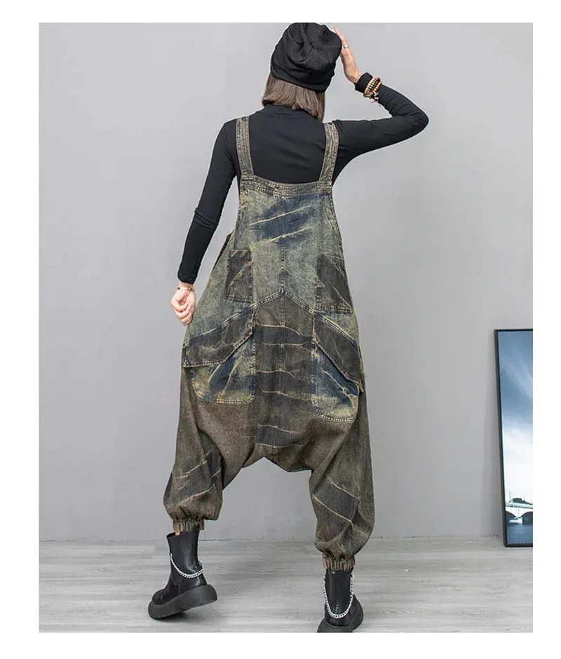 HEYFANCYSTYLE Distressed Drop Crotch Jumpsuit