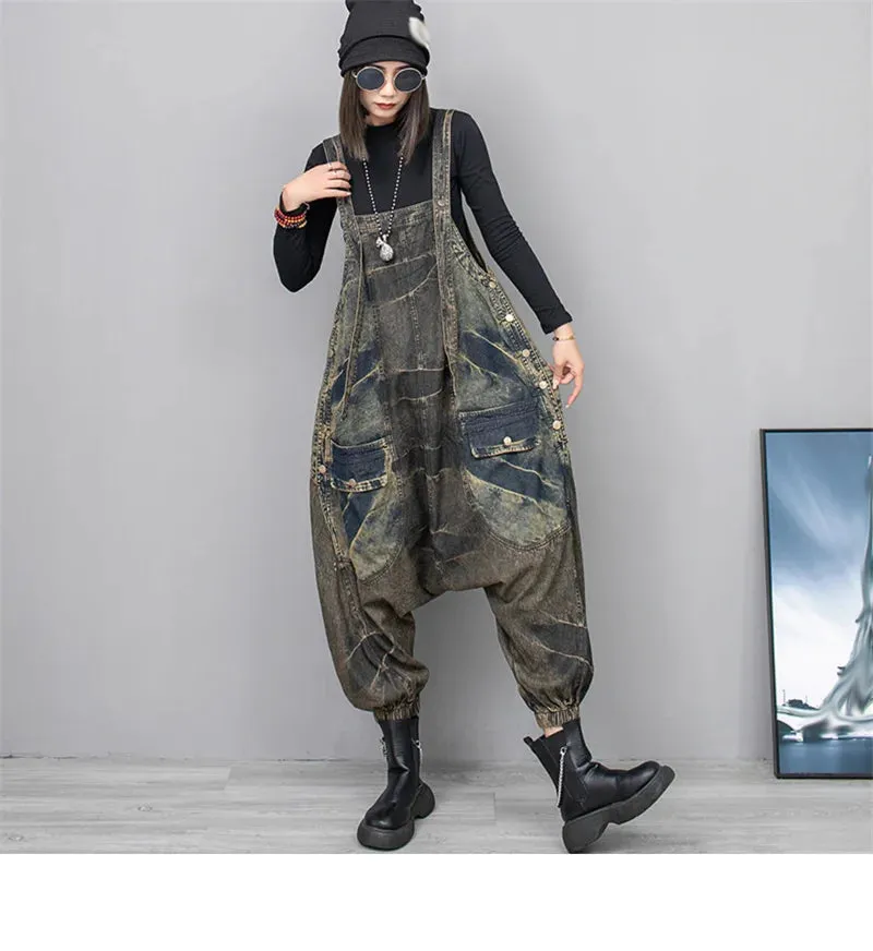 HEYFANCYSTYLE Distressed Drop Crotch Jumpsuit