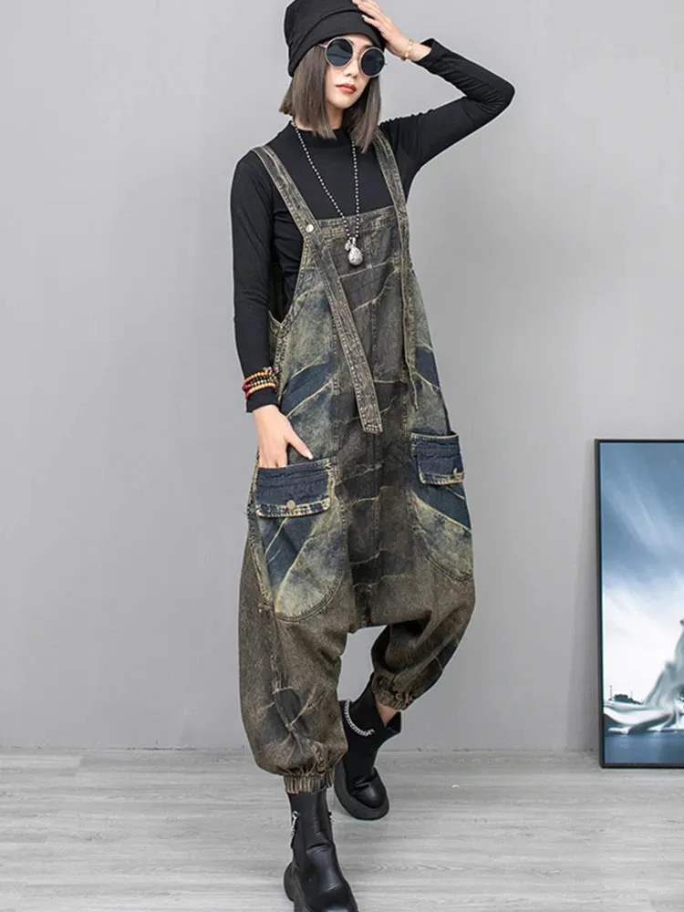 HEYFANCYSTYLE Distressed Drop Crotch Jumpsuit