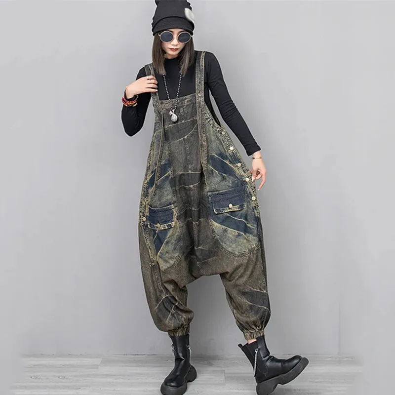 HEYFANCYSTYLE Distressed Drop Crotch Jumpsuit