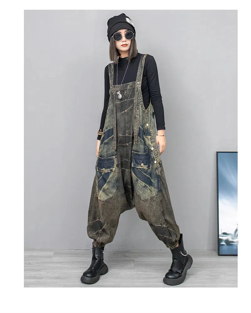 HEYFANCYSTYLE Distressed Drop Crotch Jumpsuit