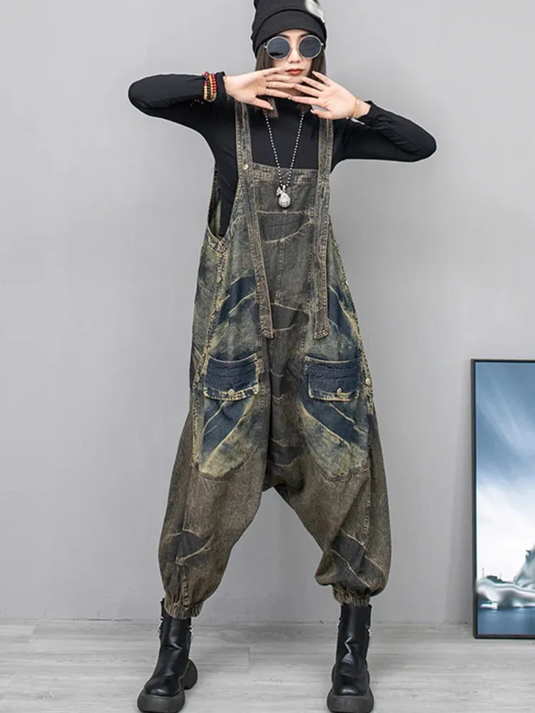 HEYFANCYSTYLE Distressed Drop Crotch Jumpsuit