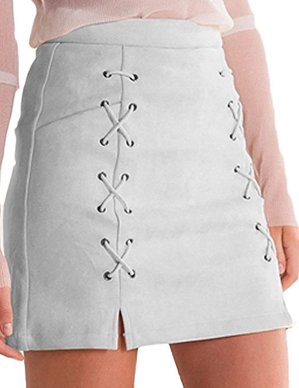 High Waist Suede Mini Pencil Skirt