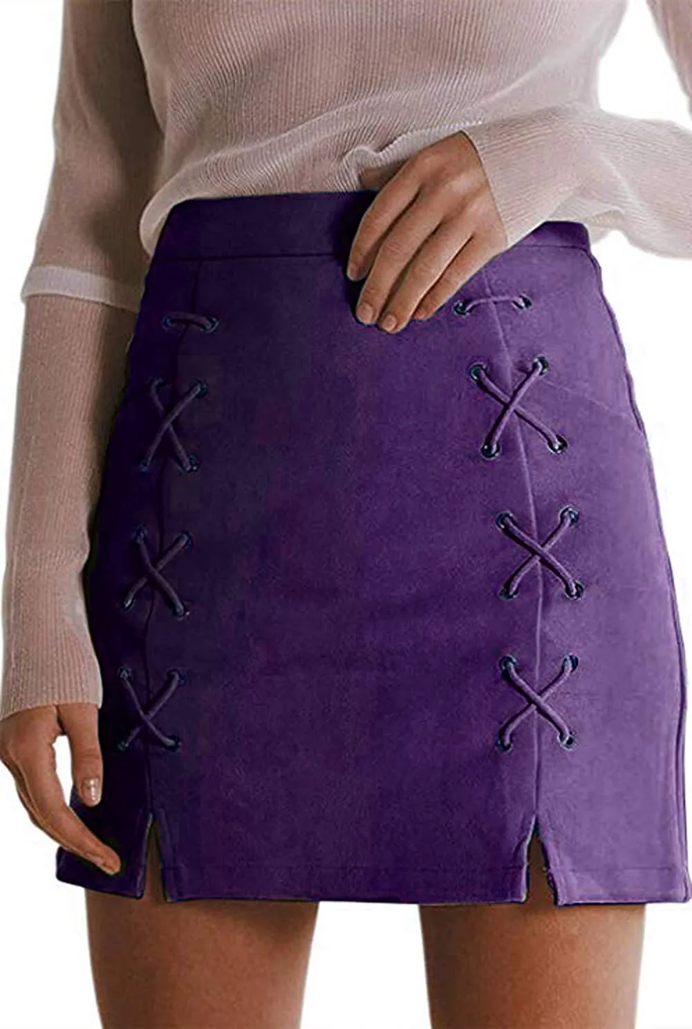 High Waist Suede Mini Pencil Skirt