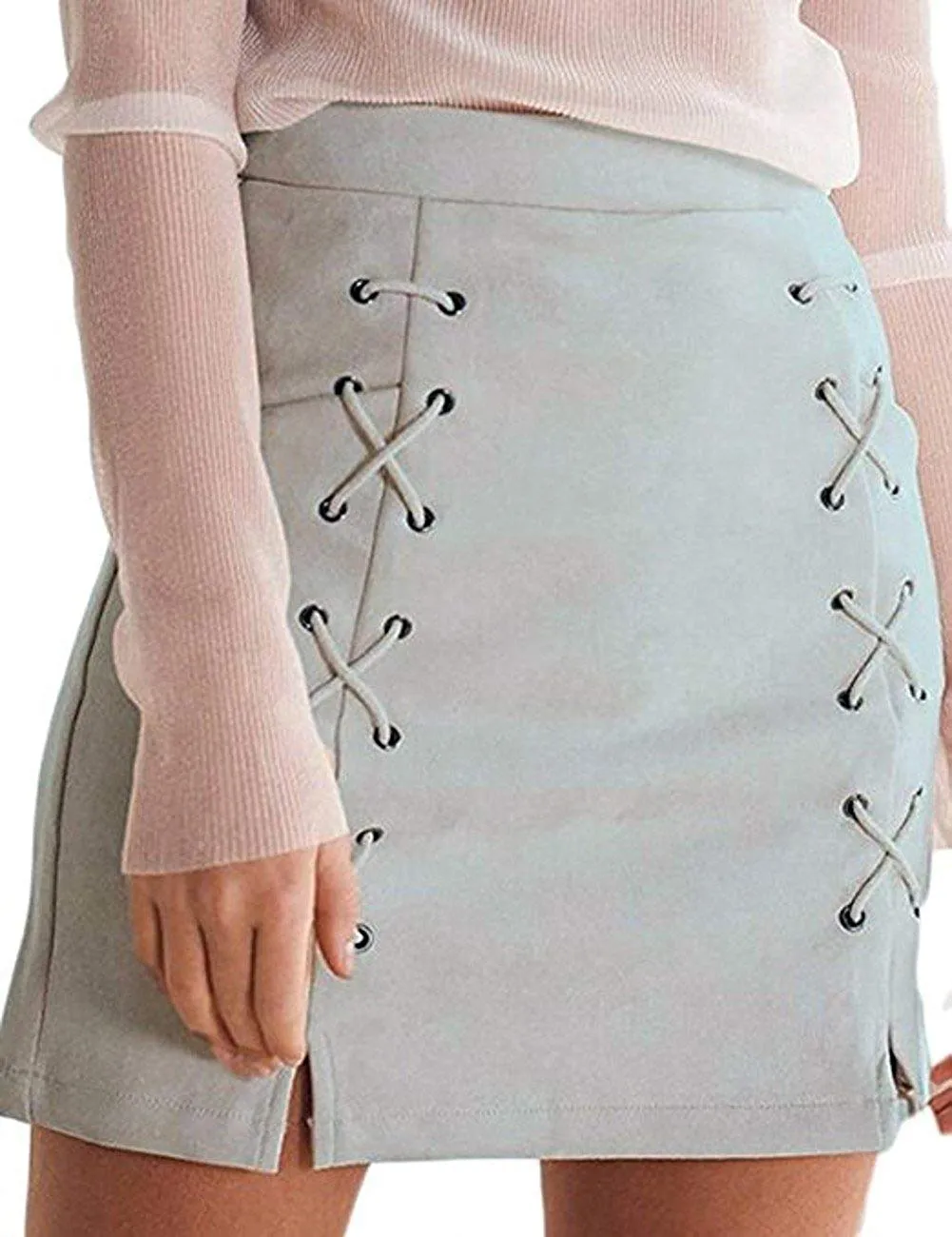 High Waist Suede Mini Pencil Skirt