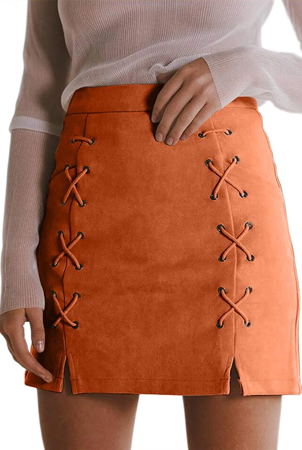 High Waist Suede Mini Pencil Skirt