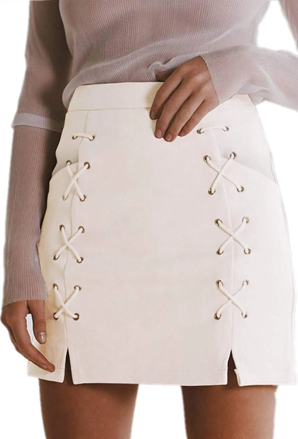 High Waist Suede Mini Pencil Skirt