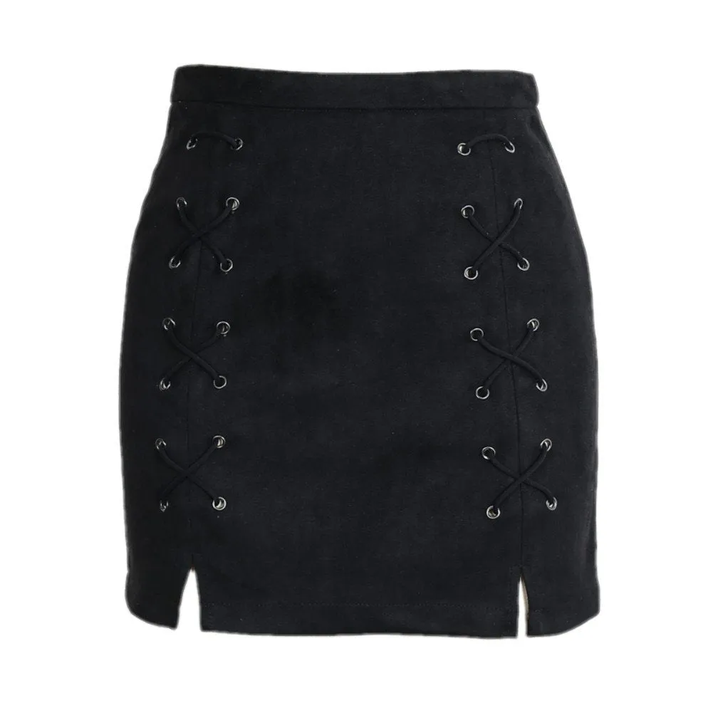 High Waist Suede Mini Pencil Skirt