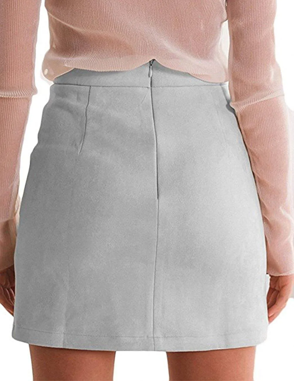 High Waist Suede Mini Pencil Skirt