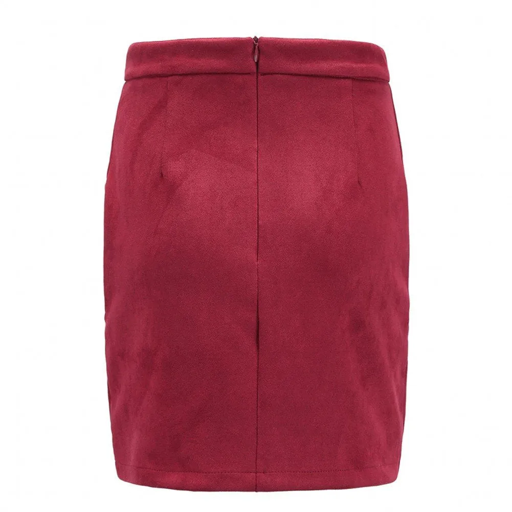 High Waist Suede Mini Pencil Skirt