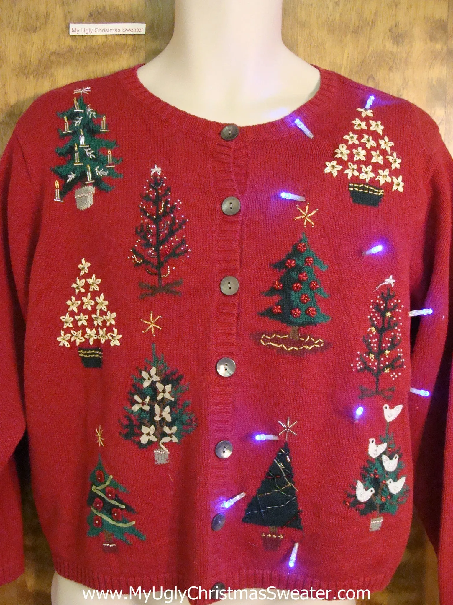 Horrible Forest of Trees Light Up Cheesy Christmas Sweater