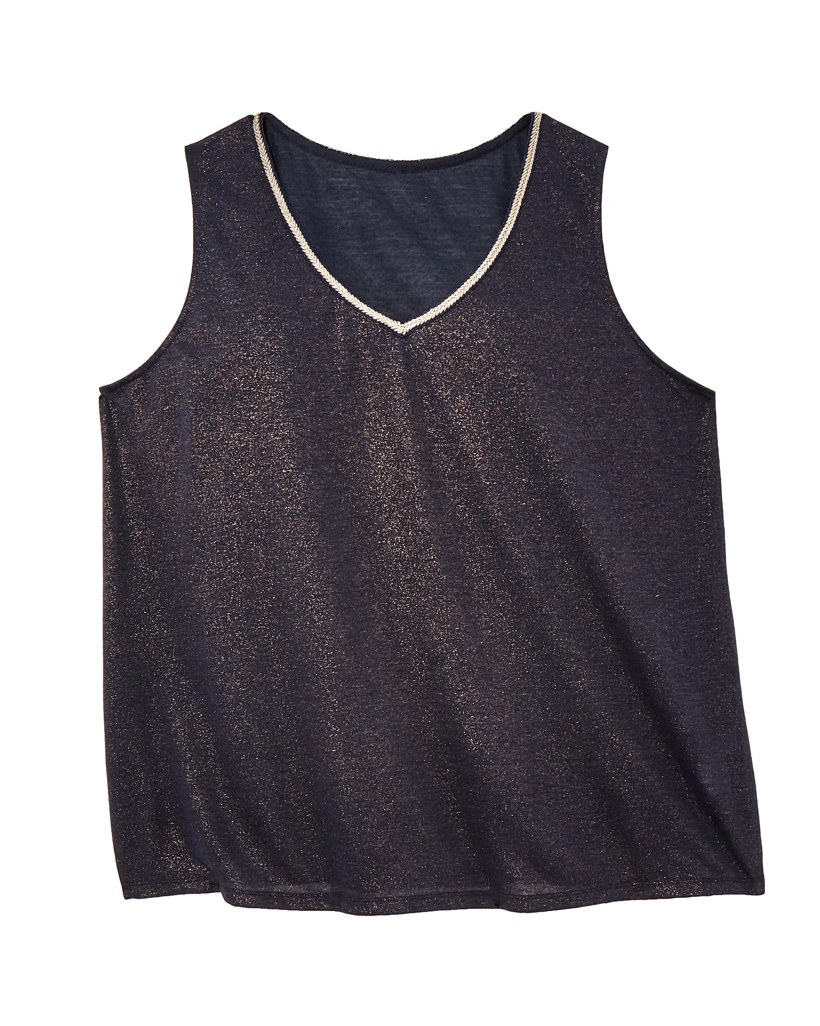 Janet Shimmer Tank Top | Navy