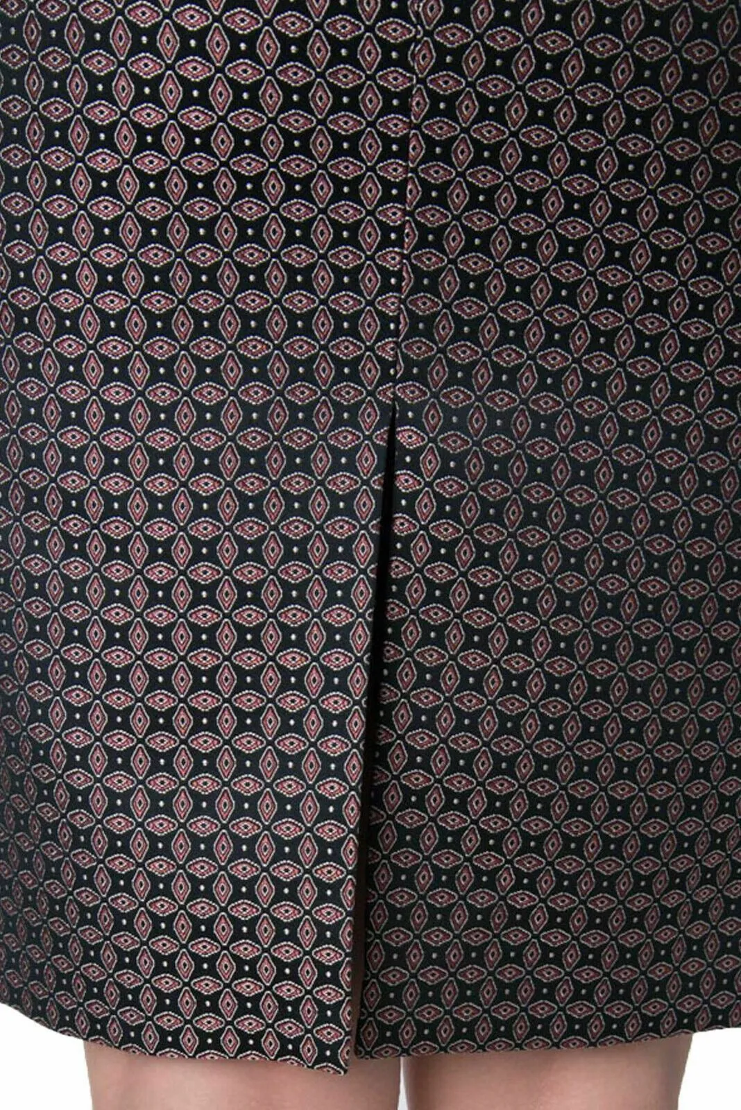JOSEPH Cravat Jacquard Black Burgundy Pencil Skirt UK 8