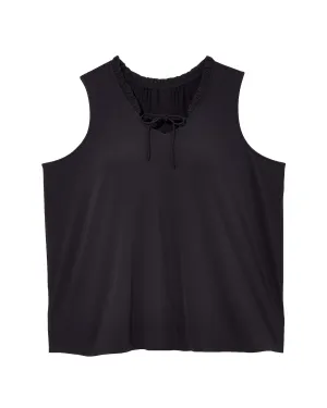 Kay Sleeveless Ruffle Neck Top | Black