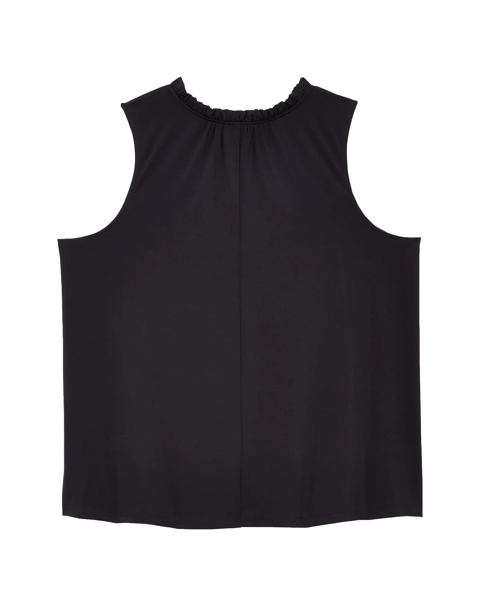 Kay Sleeveless Ruffle Neck Top | Black