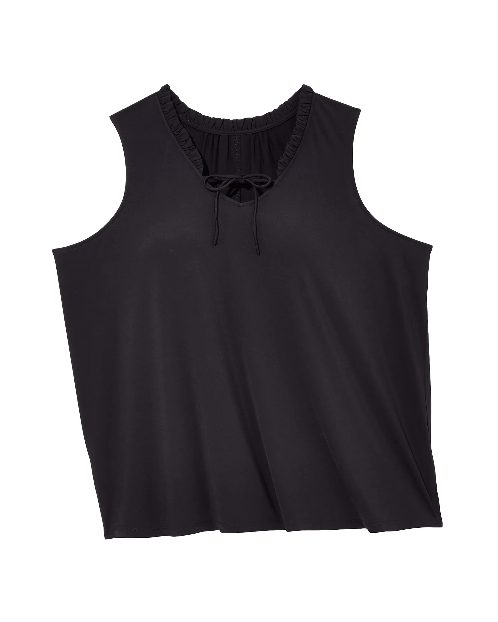 Kay Sleeveless Ruffle Neck Top | Black