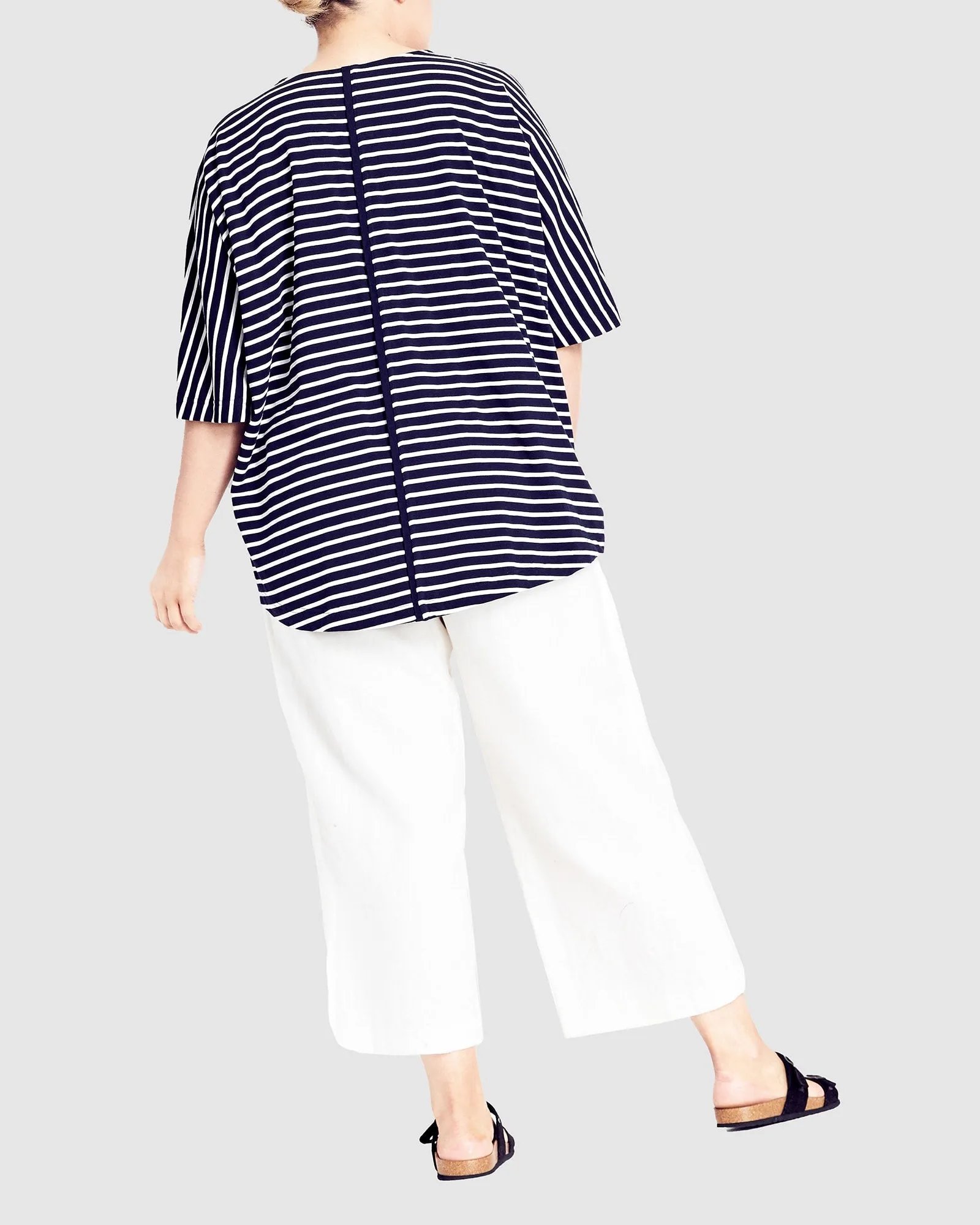 Laney Stripe Tee | Navy White Stripe