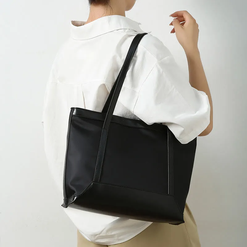 Large Capacity Tote Bag Durable PU Leather Shoulder Handbag