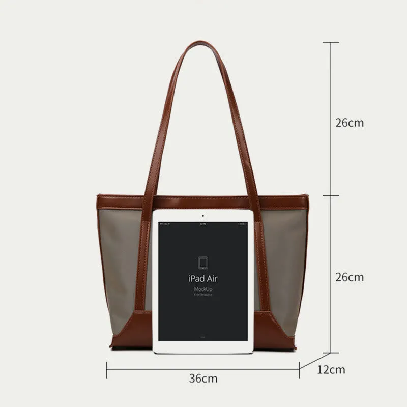 Large Capacity Tote Bag Durable PU Leather Shoulder Handbag