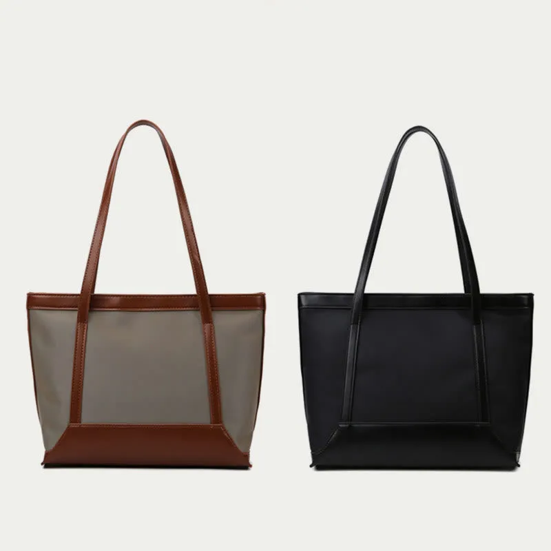 Large Capacity Tote Bag Durable PU Leather Shoulder Handbag