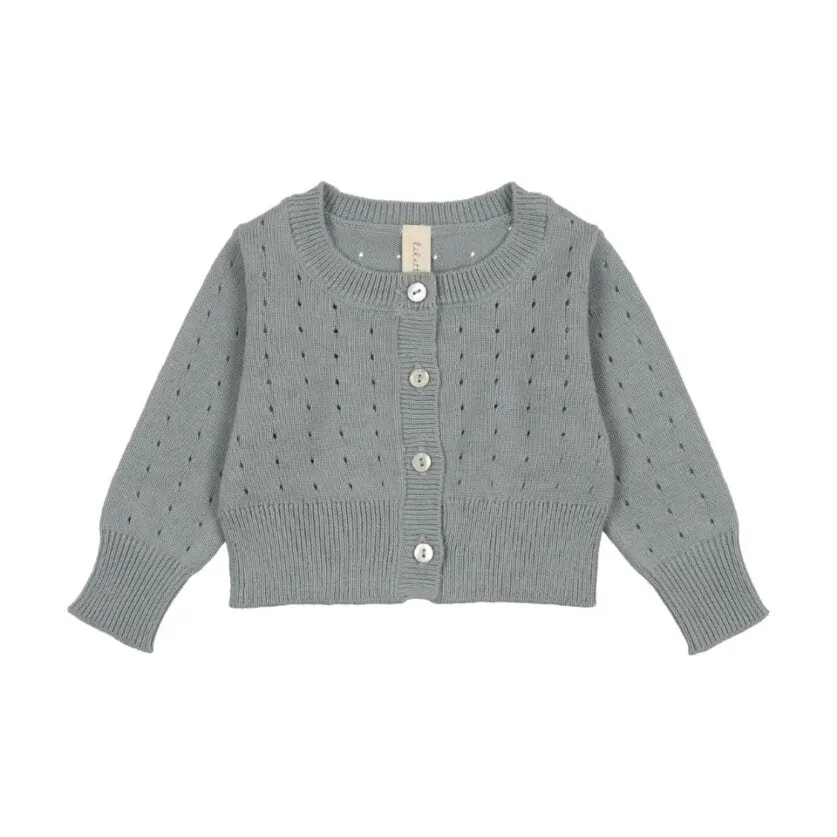 Lilette Blue Dotted Open Knit Cardigan