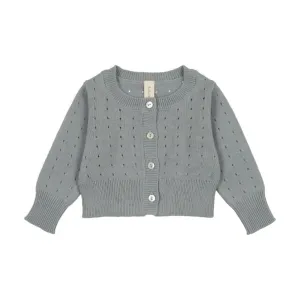 Lilette Blue Dotted Open Knit Cardigan