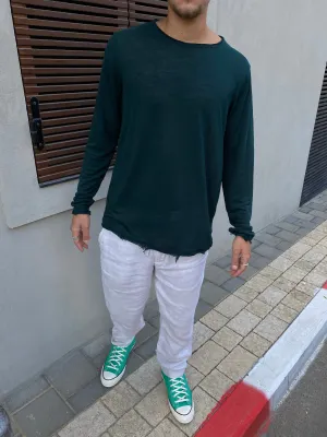 LINEN LONG SLEEVE SHIRT - GREEN