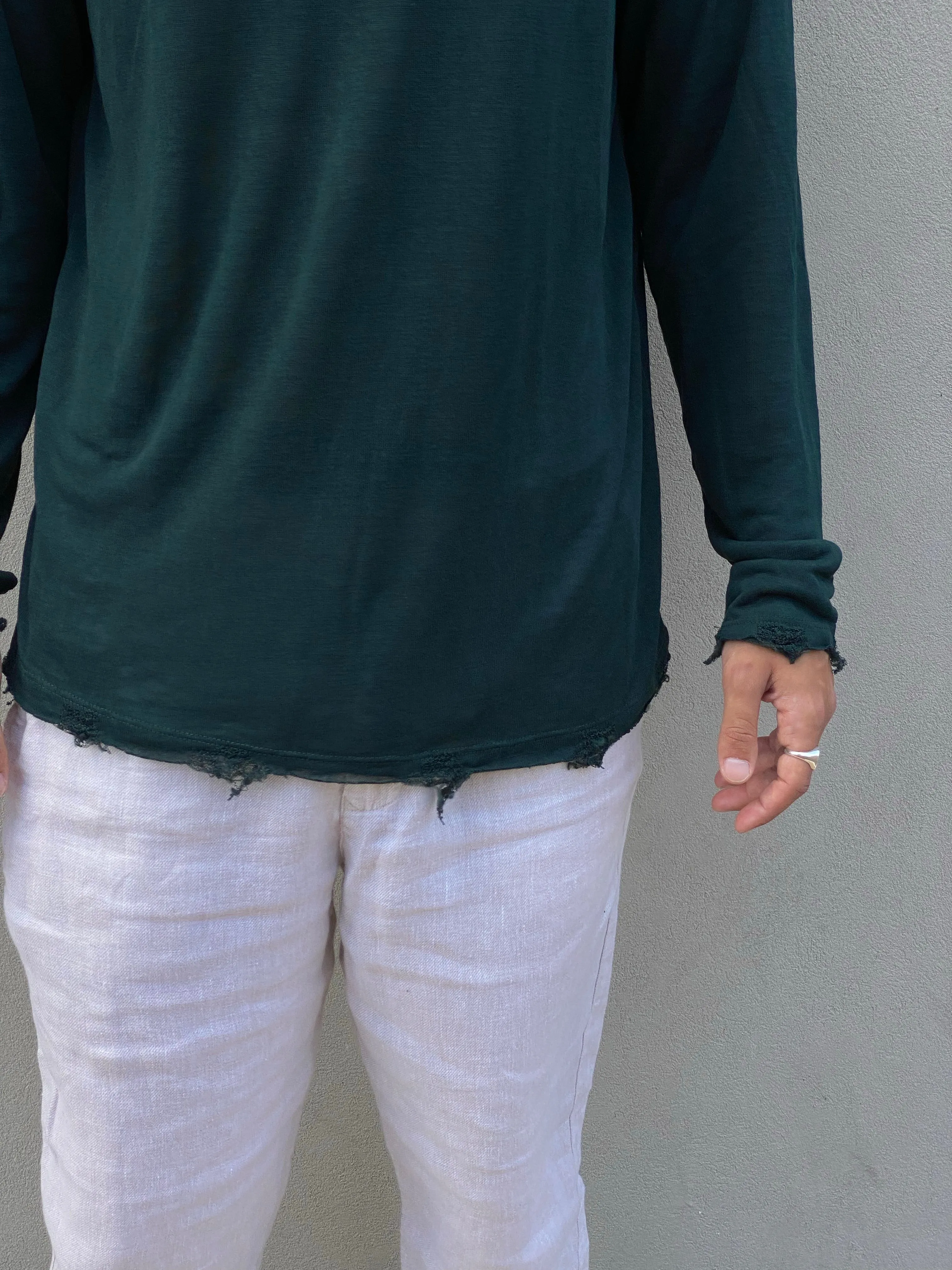 LINEN LONG SLEEVE SHIRT - GREEN