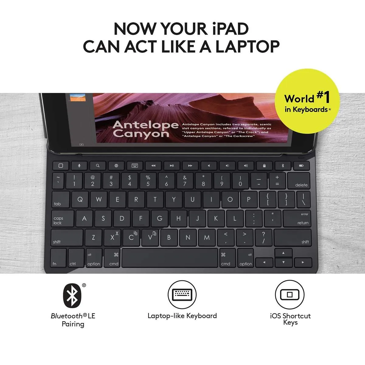 Logitech Slim Folio with Keyboard for iPad (5th, 6th, 7th, 8th and 9th Generation) and iPad Air 3 – Black