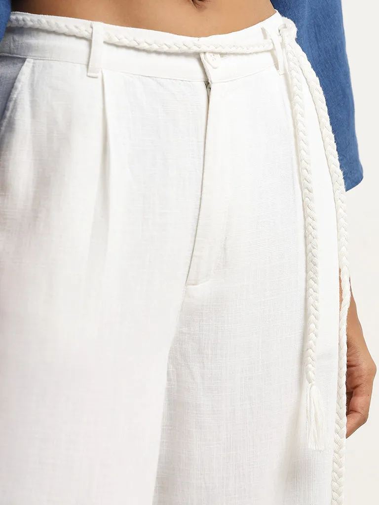 LOV White Ombre Flared Mid-Rise Blended Linen Pants