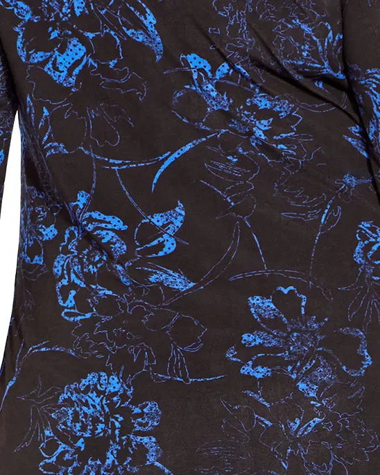 Luella Top | Blue Stencil Floral