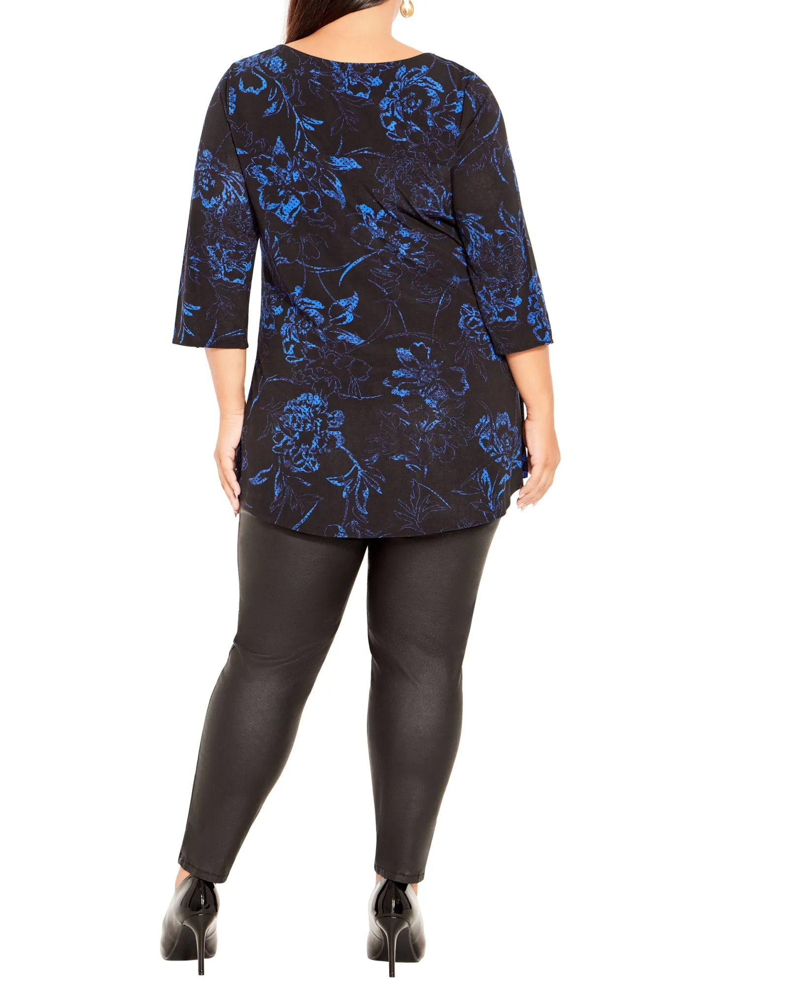 Luella Top | Blue Stencil Floral