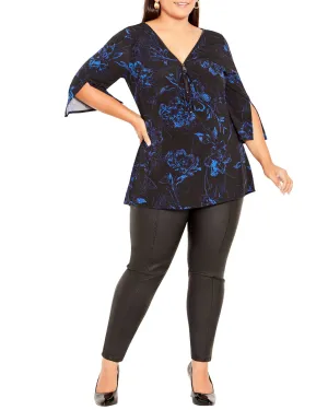 Luella Top | Blue Stencil Floral